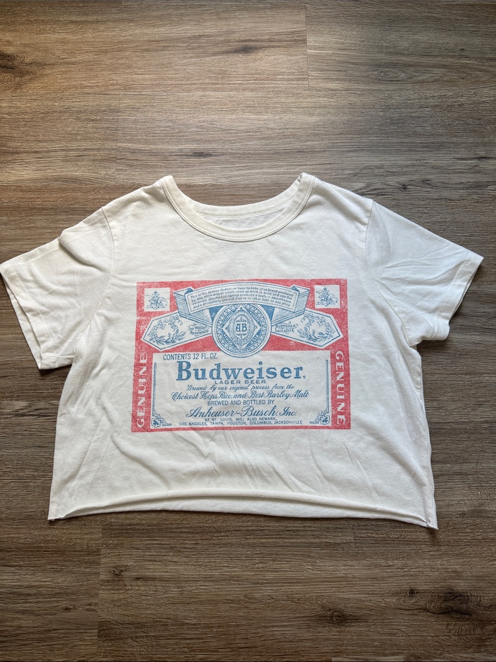⭐️ 3 for $15 Budweiser Red, White, and Blue Graphic Cropped Tee